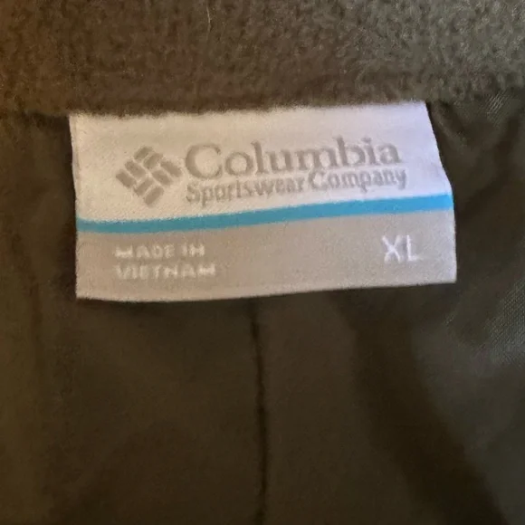 COLUMBIA olive green zip front fitted vest w/fleece side panels & collar XL - Picture 6 of 7